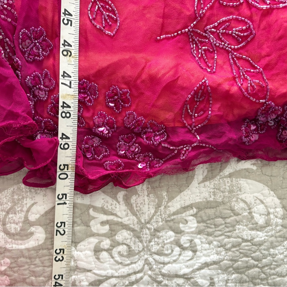 Beaded Floral Fuchsia Evening Gown - Picture 10 of 12